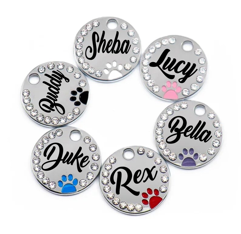 rhinestone dog tag