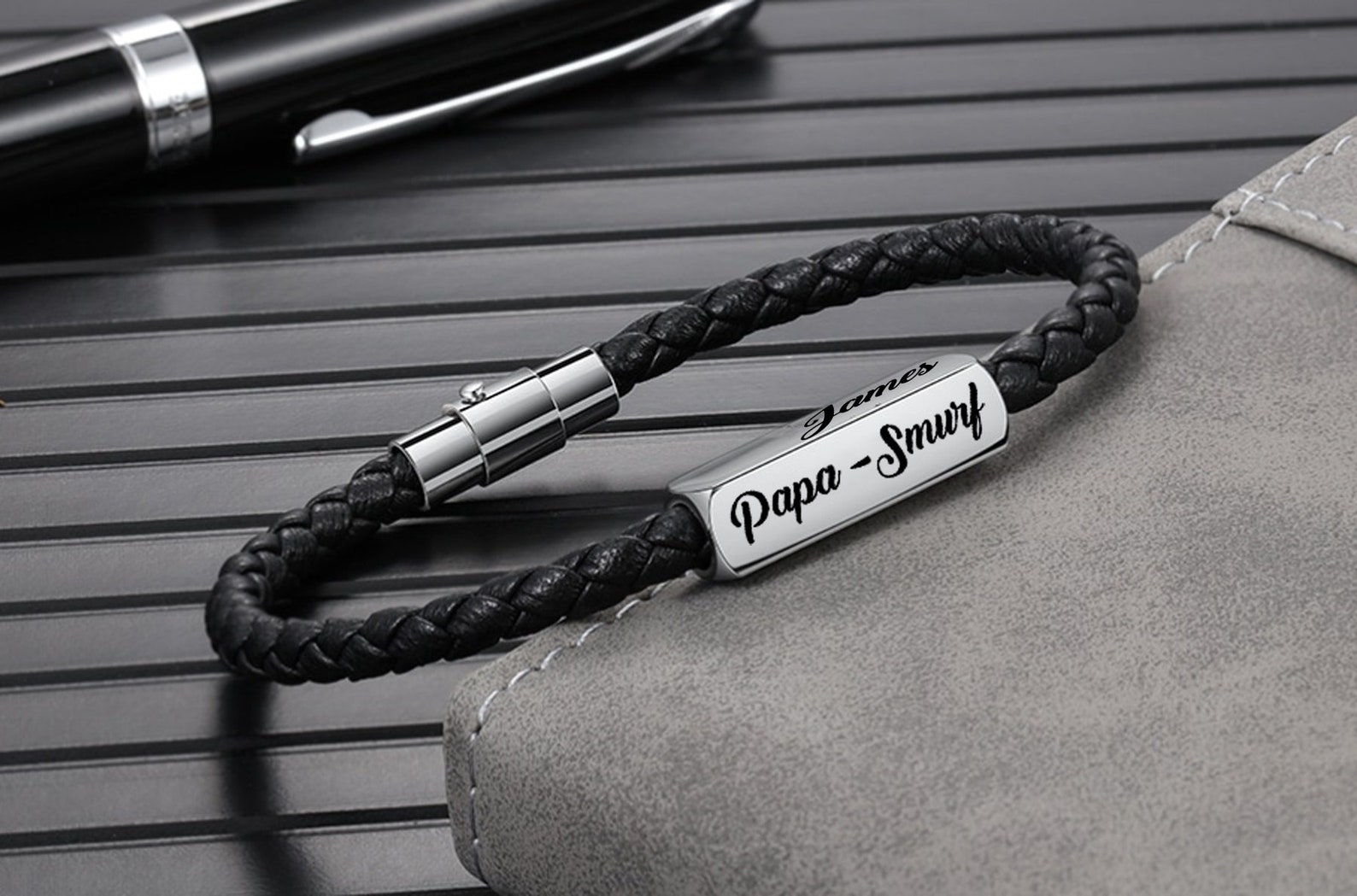 Men Leather Bracelet family Name Bracelet Dad Bracelet Etsy