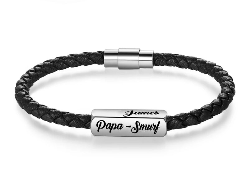 Men Leather Bracelet family Name Bracelet Dad Bracelet Etsy