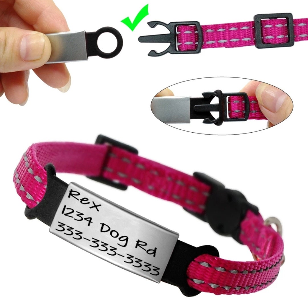 Engraved Slide on Dog ID Tag Steel Pet ID Tags Personalized Etsy