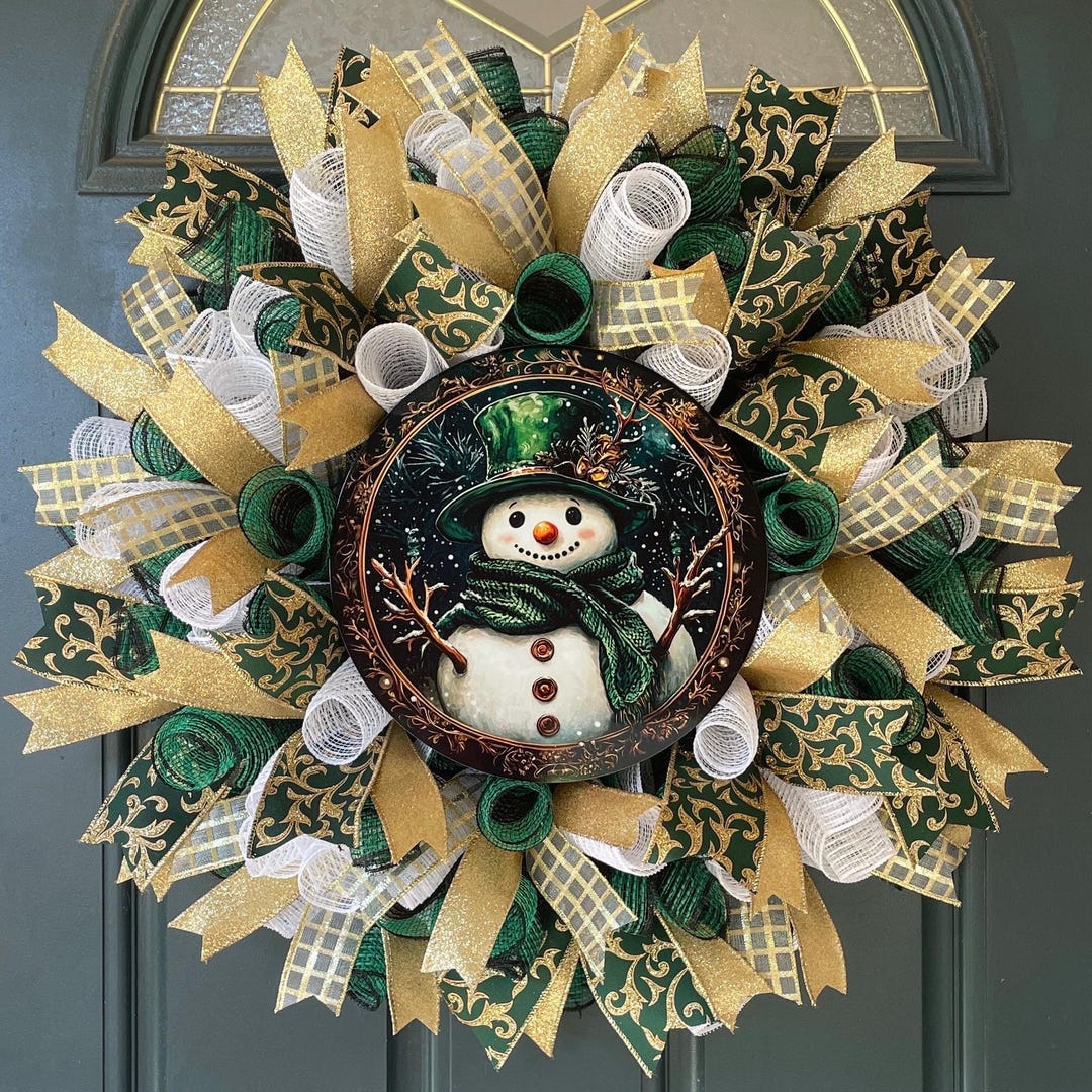 Handmade Snowman Wreath Winter Decoration Holiday Entrance Festive ...