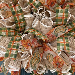Fall Pumpkin and Gourd Wreath for Front Door, Fall Country Door Decor ...