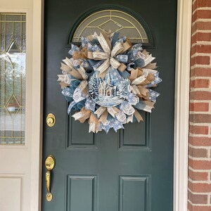 Neutral Christmas Wreath Winter Woodland Farmhouse Door Decoration Church Entrance Holiday Decor Religious Beige Large Mesh Entryway bild 8