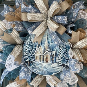 Neutral Christmas Wreath Winter Woodland Farmhouse Door Decoration Church Entrance Holiday Decor Religious Beige Large Mesh Entryway bild 10