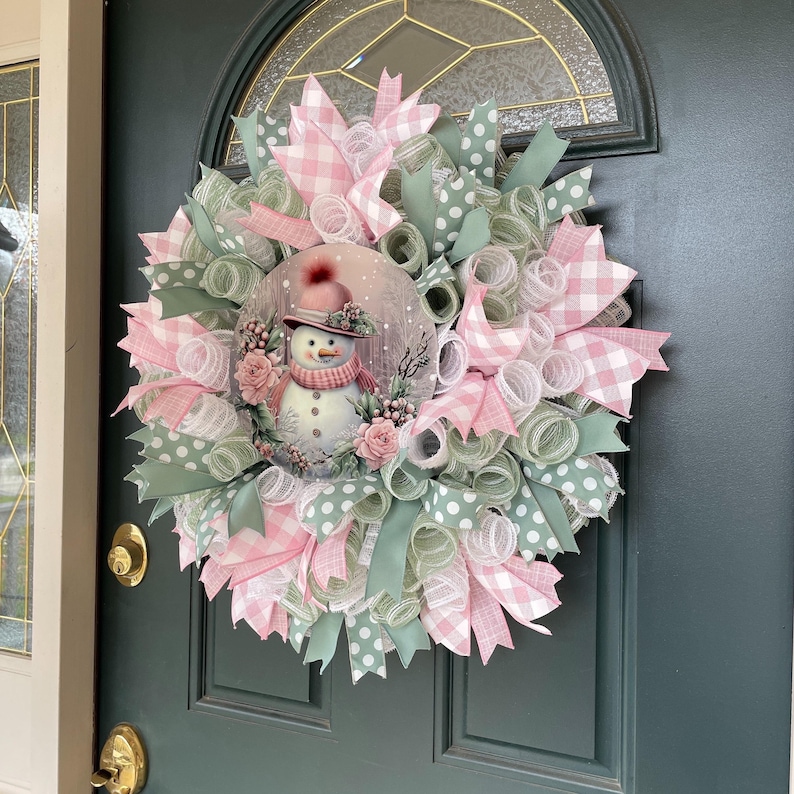 Large Snowman Wreath Winter Decoration Front Door Holiday Decor ...