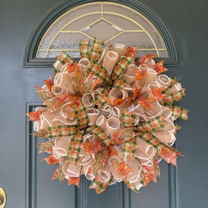 Fall Pumpkin and Gourd Wreath for Front Door, Fall Country Door Decor ...