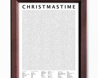 A Giant Word Search Poster for Christmas, the Most Wonderful Time of the Year - Digital Printable