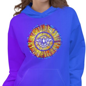 Holy Spirit Dove - Stained Glass Design - Premium Allover Unisex Hoodie