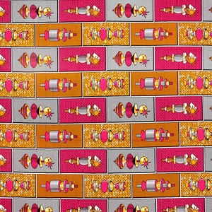 Afrikanischer Druck 100% Baumwollstoff, Orange Ankara Stoff mit Muscheln zum Schneidern, Basteln, Gesichtsmasken