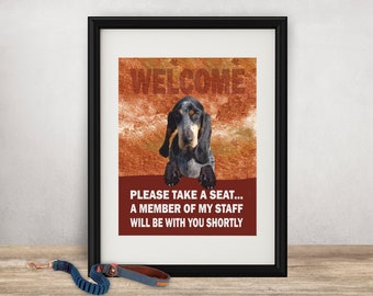 Basset Bleu D Gascoigne Dog Framed Wall Art Personalised Pet Portrait Digital Print for Home Bathroom Porch Hall Lounge Dining Room Kitchen