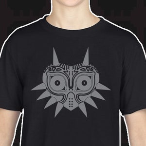 Children&#39;s Majora&#39;s Mask in grey Legend of Zelda logo T-shirt