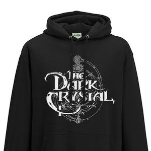 May include: Black hooded sweatshirt with a white graphic of the text "The Dark Crystal" in a circular design.