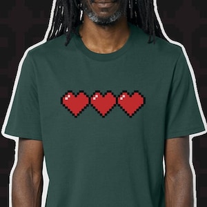 Pixel Hearts - retro gaming - life meter - video game - health bar - 3 pixel hearts - Mens Fit T-shirt