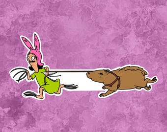 Louise Belcher Capybara Laptop, Water Bottle Sticker | Bob's Burgers