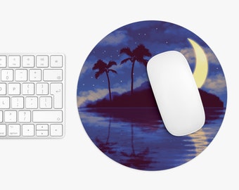 Moonlight Island Mouse Pad | Desk Decor and Accessories | Office Accessories | 8 inch Round Mouse Pad