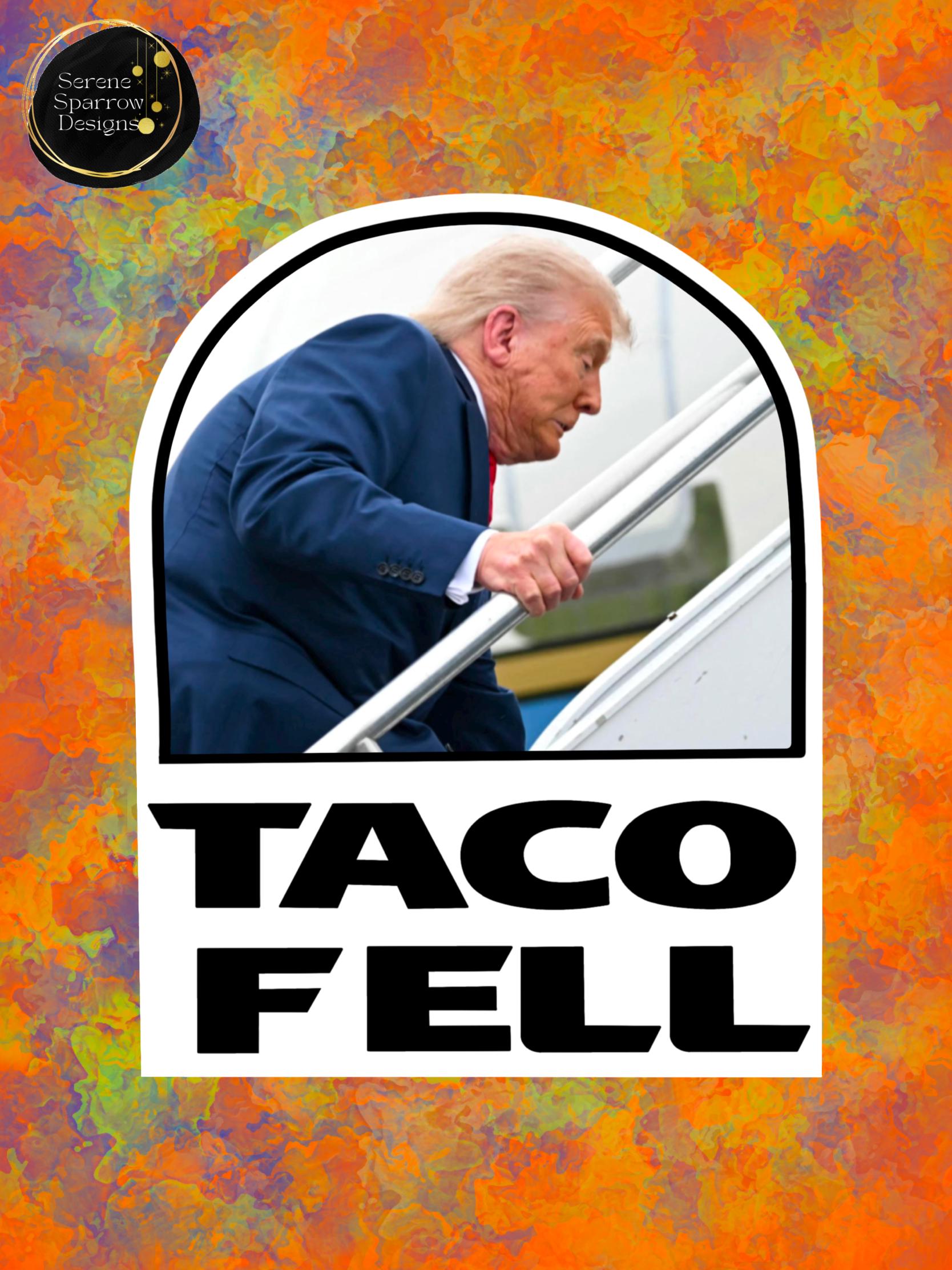 Trump Taco Fell Laptop Sticker | Political Humor Stickers