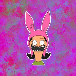 Louise Belcher Nightmares Laptop, Water Bottle Sticker Bob's Burgers image 1