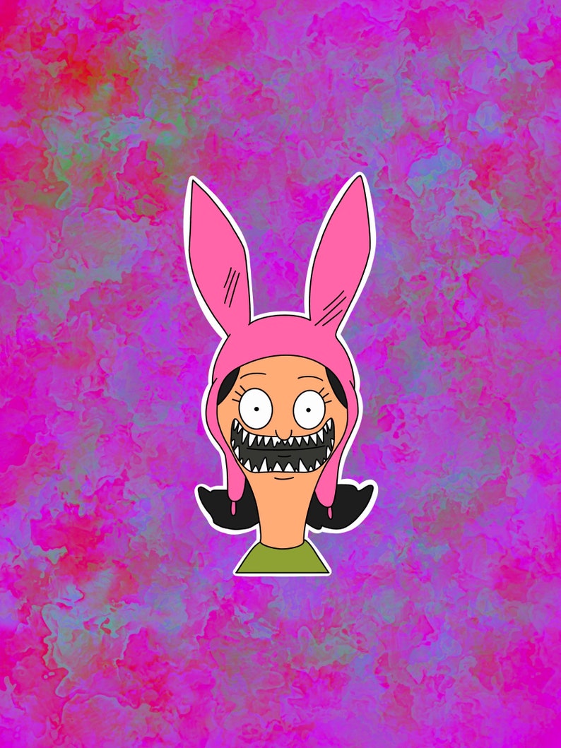 Louise Belcher Nightmares Laptop, Water Bottle Sticker Bob's Burgers image 1