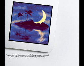 Moonlight Island Laptop, Water Bottle Sticker