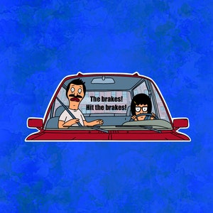 Bob and Tina Hit the Brakes Laptop, Water Bottle Sticker | Bob's Burgers