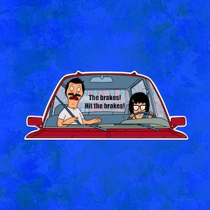 Bob and Tina Hit the Brakes Laptop, Water Bottle Sticker | Bob's Burgers