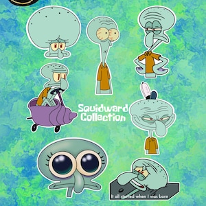 Squidward Laptop Stickers | Krusty Krab