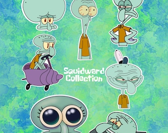Squidward Laptop Stickers | Krusty Krab