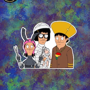 Belcher Kids Halloween Costume Laptop Sticker | Bob&#39;s Burgers | Edward Scissorhands | Mummy Costume | Queen Latifah