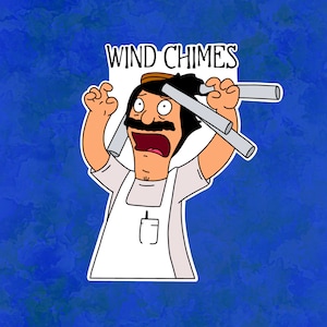 Bob Belcher Windchimes Laptop, Water Bottle Sticker | Bob&#39;s Burgers