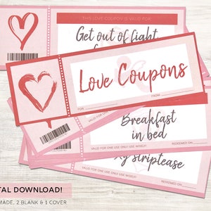Cupones de Amor Imprimibles // DESCARGA INSTANTE // Regalo Romántico para Él // Regalo de San Valentín // Regalo de Aniversario // Regalo de Cónyuge