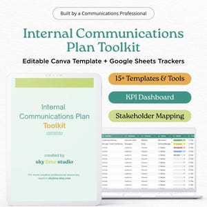 Internal Communication Plan Template | Communication Strategy Toolkit | Stakeholder Mapping & KPI Dashboard | Editable Canva Workbook
