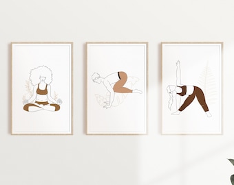 Yogi Art Print Set of 3 // Printable Wall Art // Yoga Art // Instant Download // Yoga Studio Art // Minimal Wall Art // Art Set