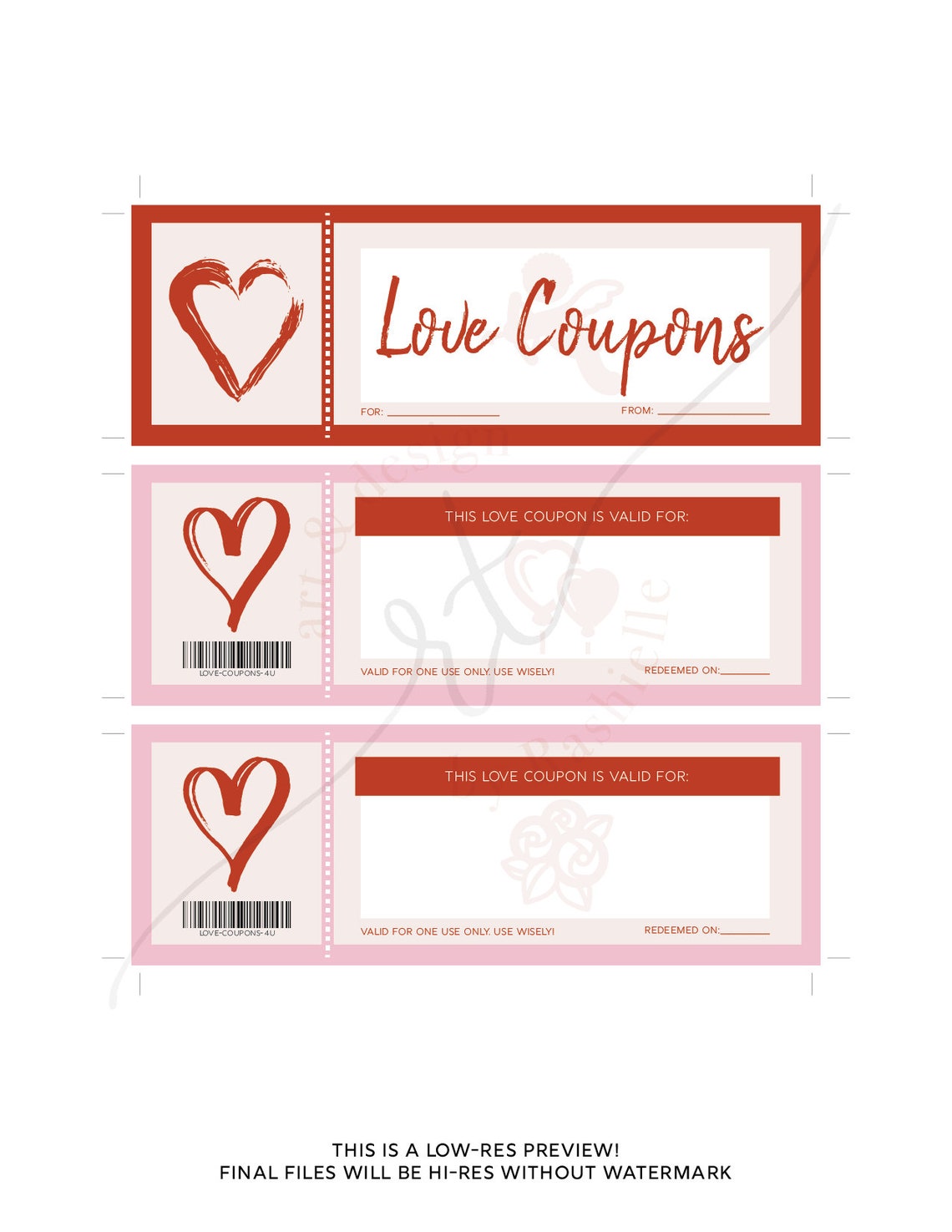 Printable Love Coupons // INSTANT DOWNLOAD // Romantic Gift for Him ...