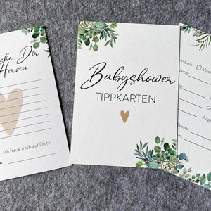Babyshower Karten Set |  20 Karten | 10 Tippkarten & 10 Wunschkarten | Babyparty |