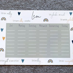 Tijdschema | Bevestiging | Mindfulness | geef moed | Inschrijving | Begin van school | Gepersonaliseerd | blauw | Regenboog | Kinderen