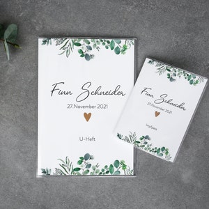 Vaccinatiecertificaat & U-boekje omslag | Vaccinatiecertificaat | U-boekje | Eucalyptus | gepersonaliseerd | set