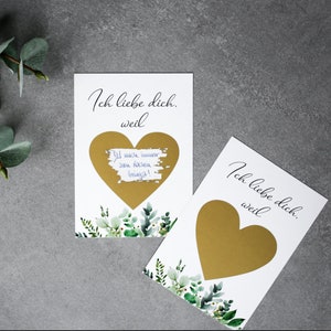 Je t'aime parce que | carte à gratter | carte | Carte postale | Idée cadeau