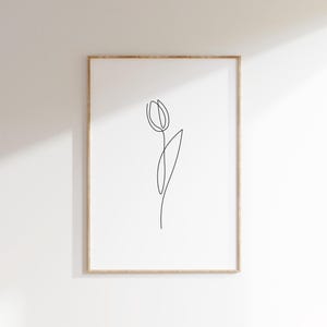 tulipa | Desenho de uma linha | flor | Primavera | Cartaz da primavera | Cartazes | Imprimir | Imprimir | Desenho |