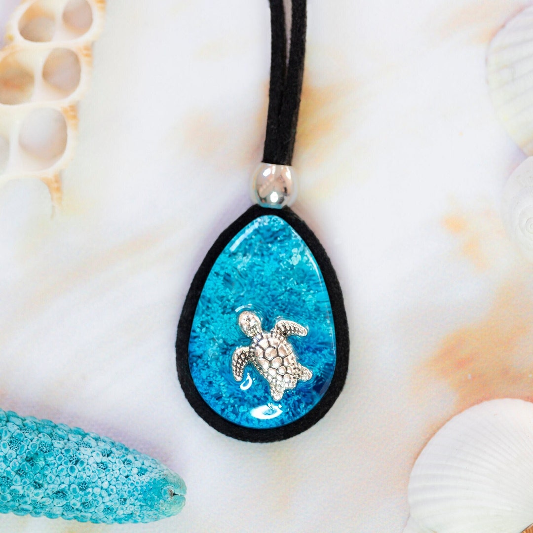 Beach Resin Necklace Pendant for Women, Ocean Life Summer Necklace