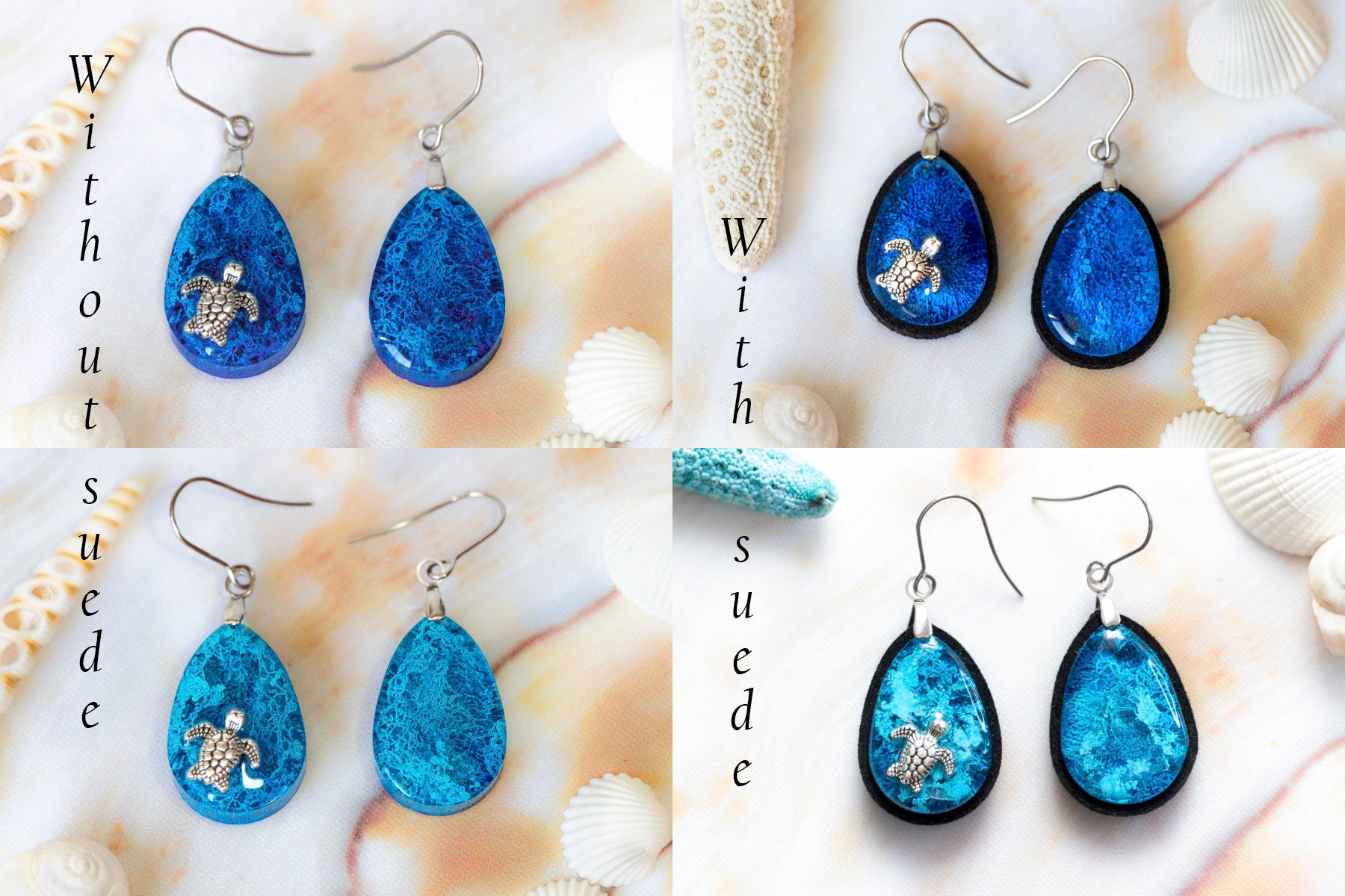 Orecchino a goccia in argento e oro a forma di stella marina: gioielli Boho Hippie Ocean - Italia