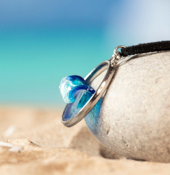 Buy Cabochon Ocean Wave Necklace Marine Pendant Wave Beautiful Beach Nautical Jewelry Blue Jewellery Resin for Summer Sea Wave Necklace Gift Online in India Etsy