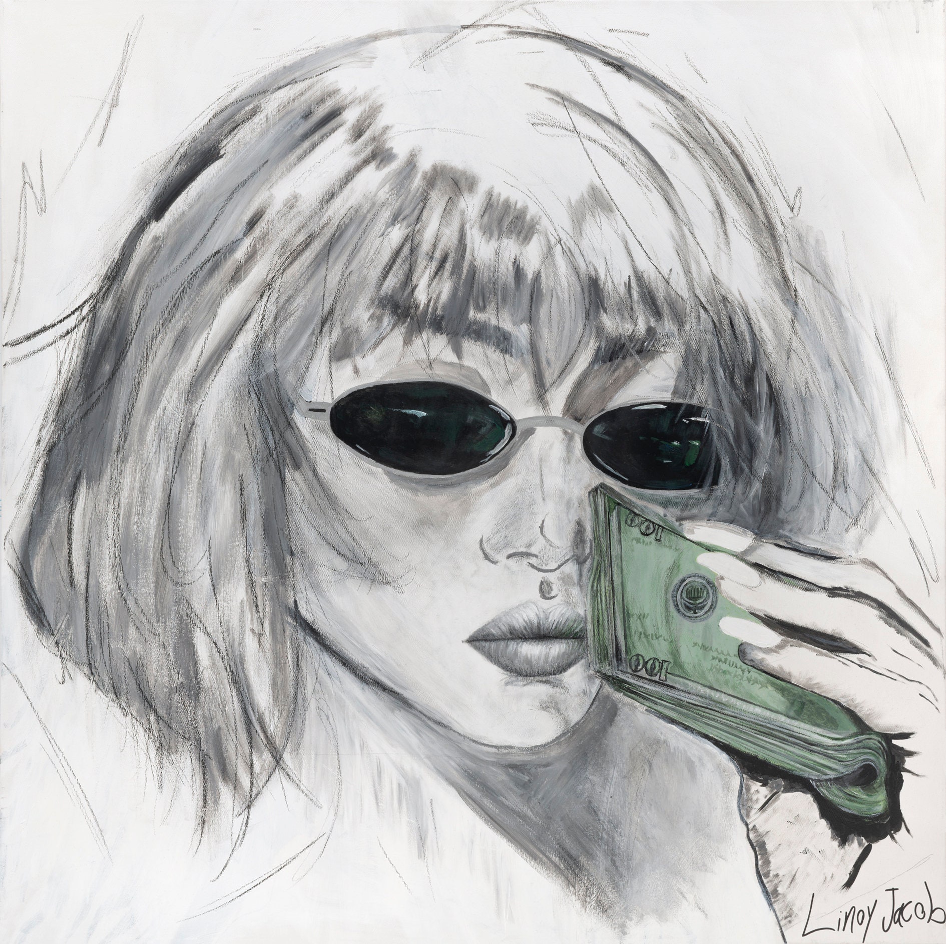 Anna Dollar Sign Pop Art Original Painting Print Black Etsy