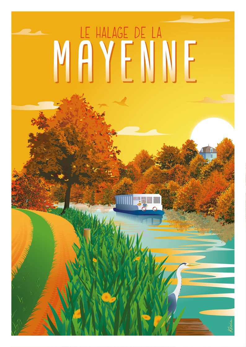 Affiche Illustration 40x60cm Le Halage image 1