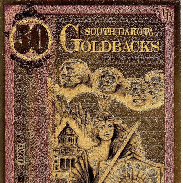 2023 Fifty (50) Aurum South Dakota Goldbacks Gold Foil Note 1/20th Oz .999 Fine 24K Gold