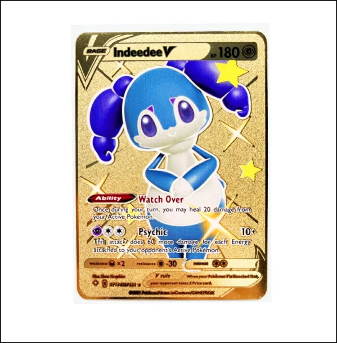 GOLD Shiny Indeedee V Vmax Pokemon Card Cute Secret Ultra Rare Etsy