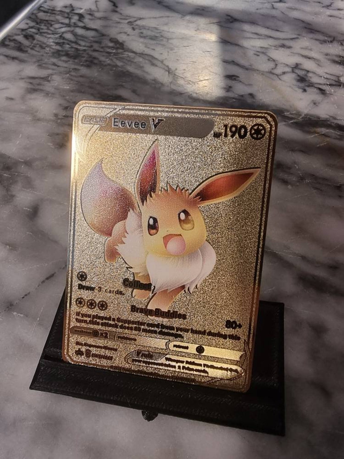 GOLD Eevee Metal Pokemon Card Metal Cute Anniversary Love I | Etsy