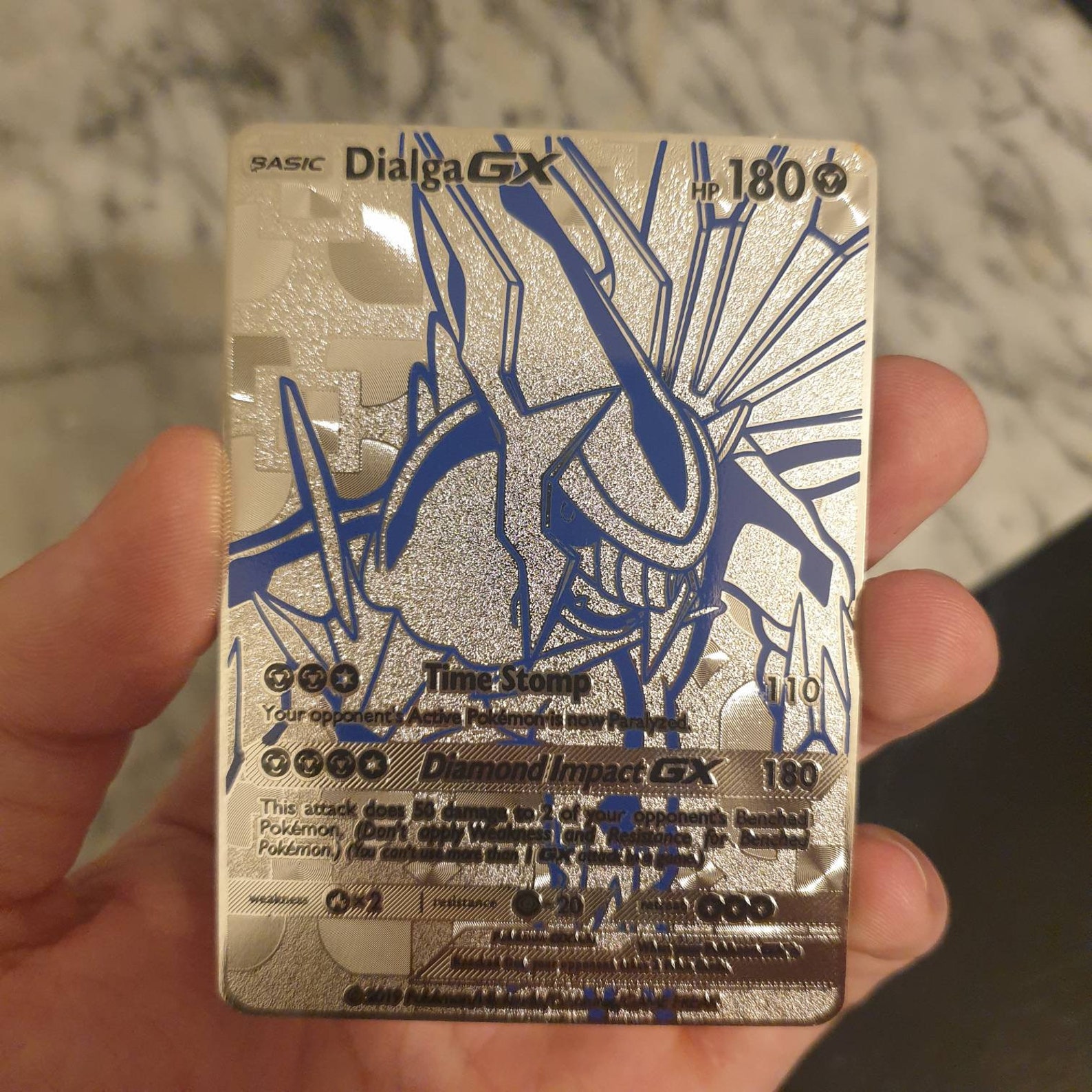 Silver Dialga GX METAL Pokemon Card 3d Mega Rare Custom Made Etsy