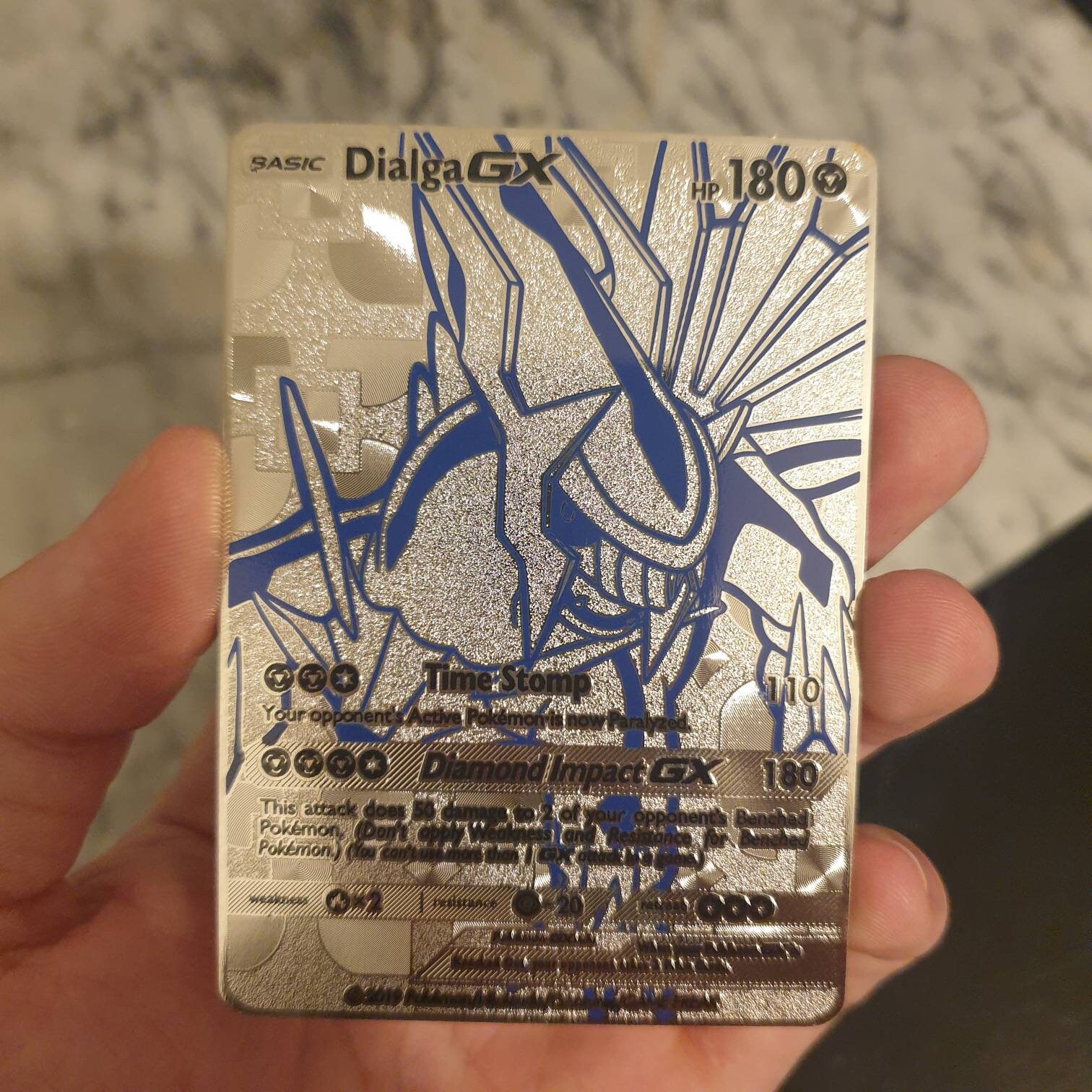 Silver Dialga Gx Metal Pokemon Card 3d Mega Rare Custom Made Etsy