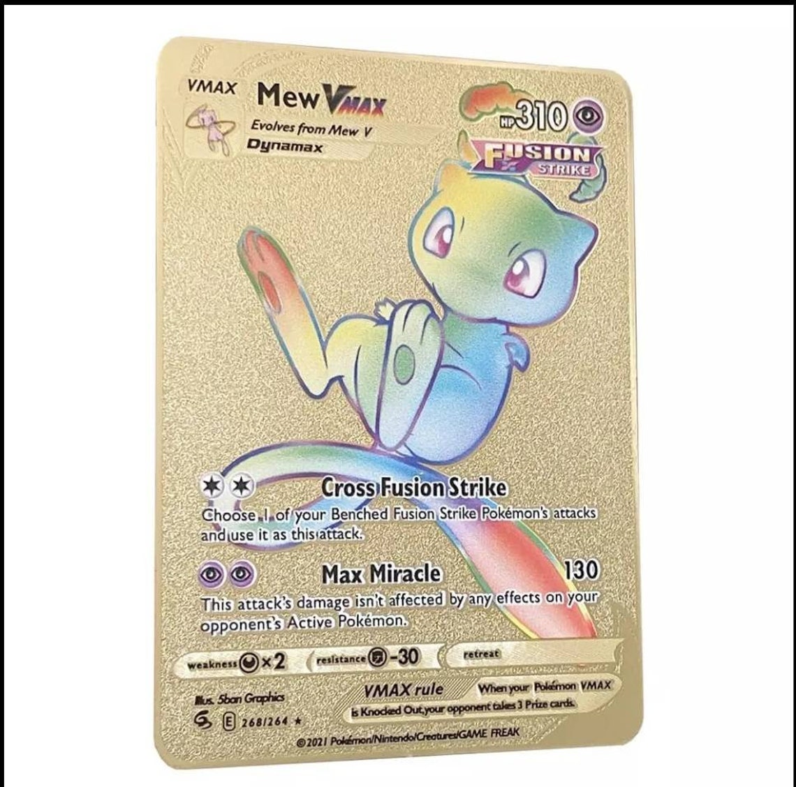 GOLD Rainbow Mew Vmax Pokemon Card Anniversary Gift I Choose Etsy