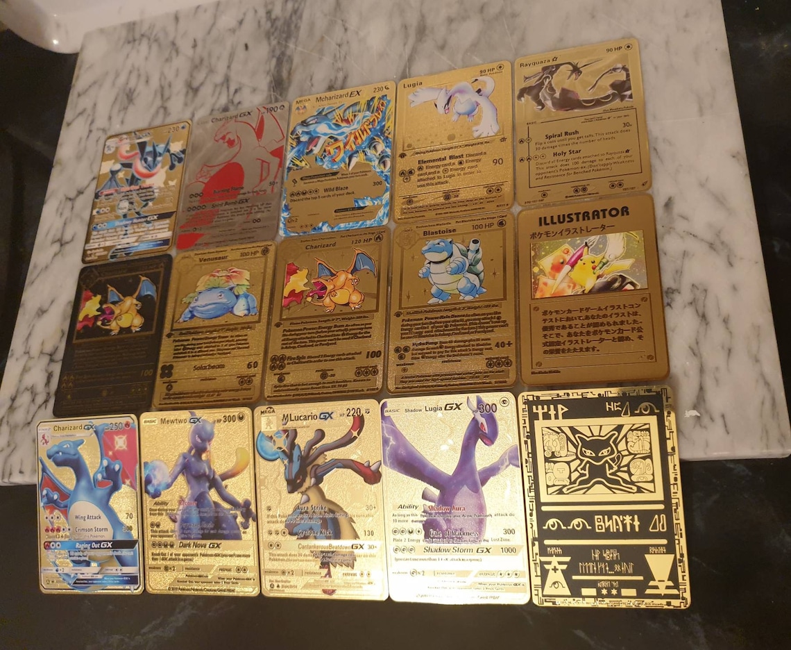 Metal Pokemon Cards Gold Steel Custom Pokemon Cards Etsy